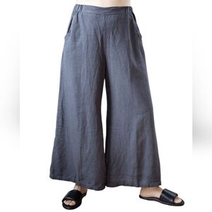 CP Shades Linen Pants Blue Wendy Pants Wide Leg Flare Pull On Small